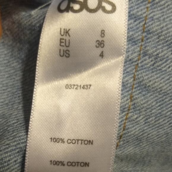 ASOS Denim Patchwork Mini Jumper Overall Dress Size 4 - Picture 4 of 15